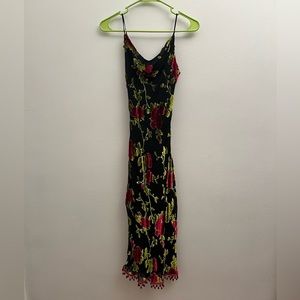 Vintage Betsy Johnson Velvet Rose Floral Beaded Trim Dress